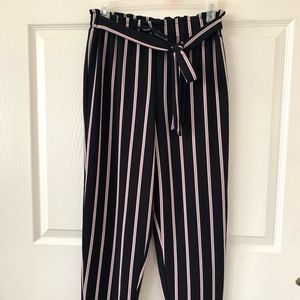 Ultra Flirt: Black and Pink striped Wide leg pants Size S